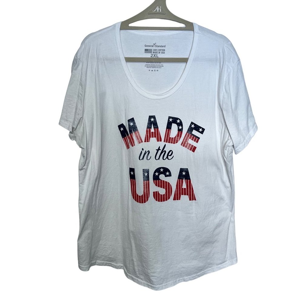 General Standard Tee Tshirt White Made in USA Design Womans Size 2X